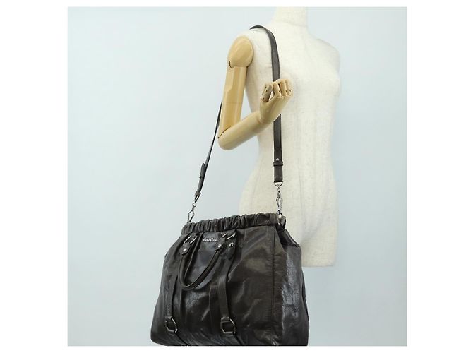 Miu Miu Hand Bag Leather 2way Gray Silver - vista 27