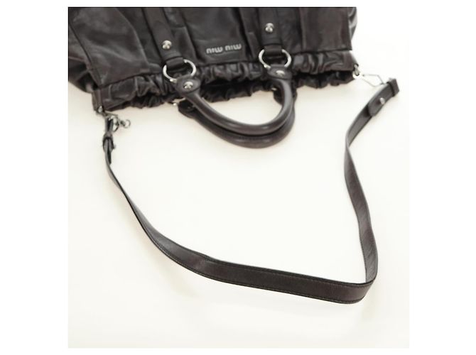 Miu Miu Hand Bag Leather 2way Gray Silver - vista 8