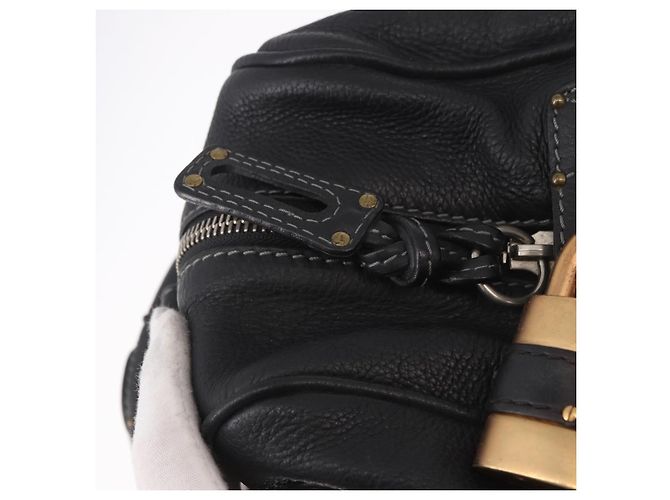 Chloé Chloe Paddington Hand Bag Leather Black Gold Silver - vista 19