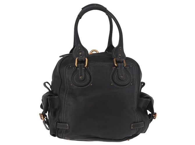 Chloé Chloe Paddington Hand Bag Leather Black Gold Silver - vista 2