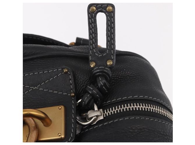 Chloé Chloe Paddington Hand Bag Leather Black Gold Silver - vista 20