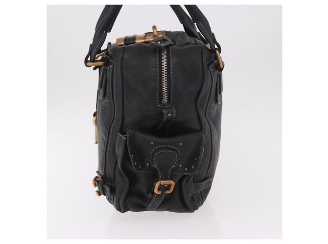 Chloé Chloe Paddington Hand Bag Leather Black Gold Silver - vista 3