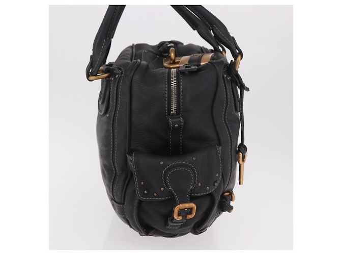 Chloé Chloe Paddington Hand Bag Leather Black Gold Silver - vista 4