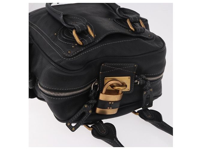 Chloé Chloe Paddington Hand Bag Leather Black Gold Silver - vista 6