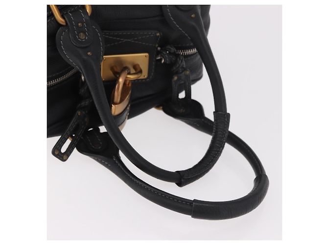 Chloé Chloe Paddington Hand Bag Leather Black Gold Silver - vista 7
