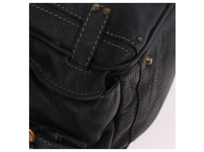Chloé Chloe Paddington Hand Bag Leather Black Gold Silver - vista 8
