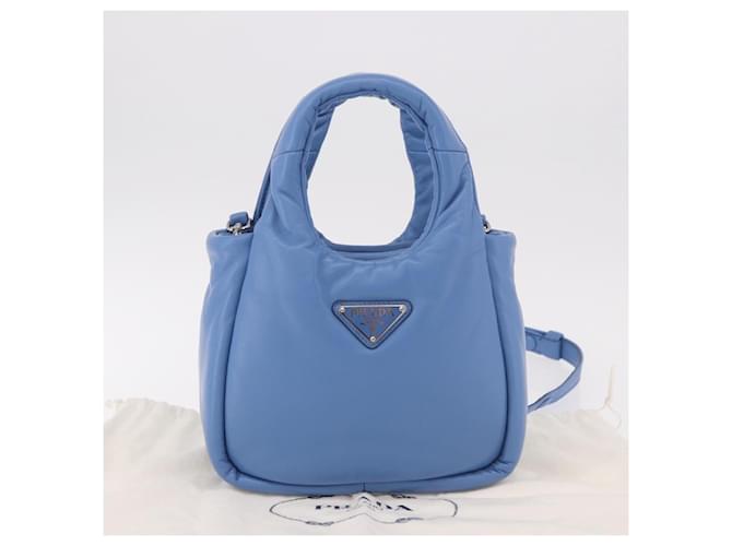 PRADA Hand Bag Leather 2way Light Blue Silver - vista 12