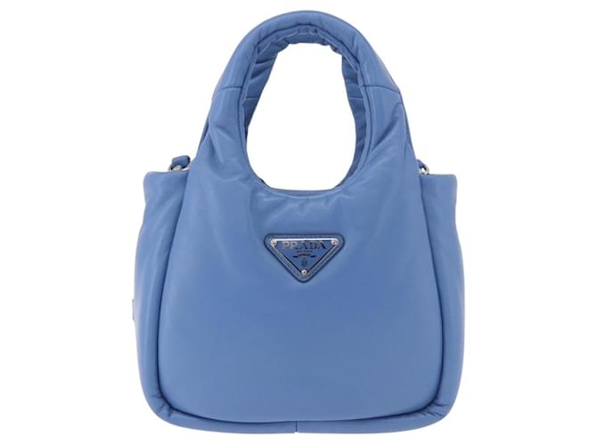 PRADA Hand Bag Leather 2way Light Blue Silver - vista 13