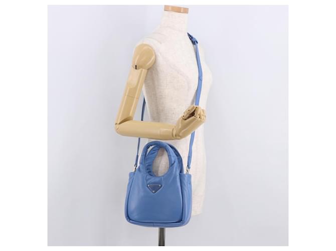 PRADA Hand Bag Leather 2way Light Blue Silver - vista 25