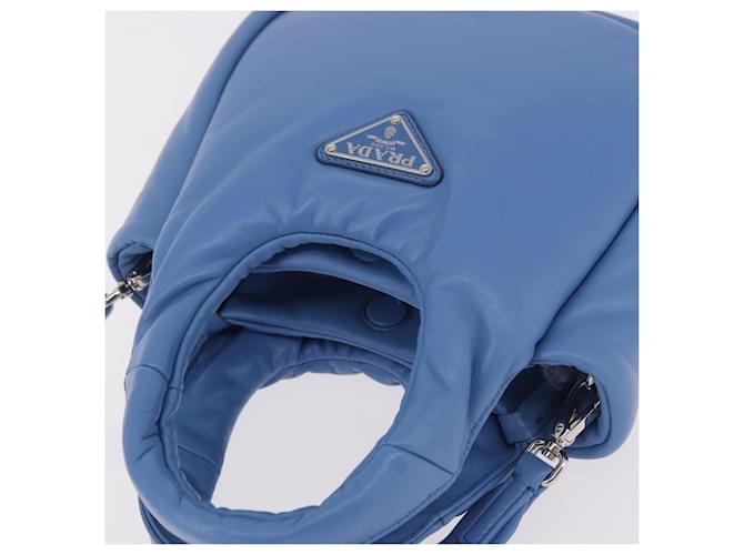 PRADA Hand Bag Leather 2way Light Blue Silver - vista 6