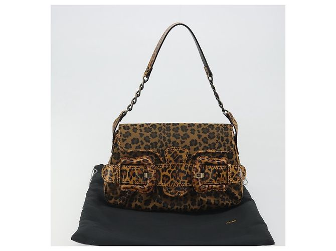 FENDI Shoulder Bag Canvas Brown Gold - vista 12