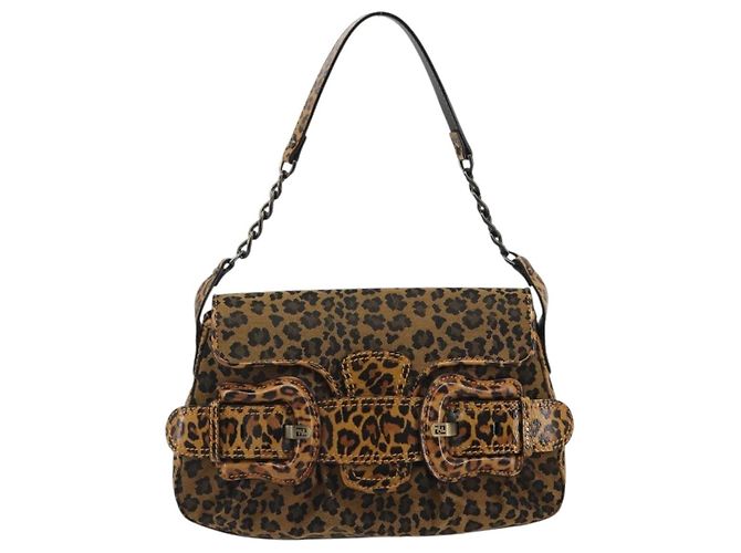 FENDI Shoulder Bag Canvas Brown Gold - vista 13