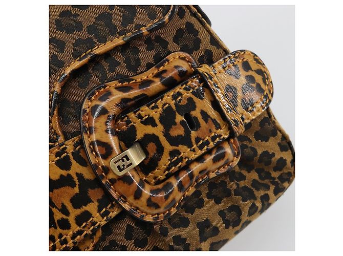 FENDI Shoulder Bag Canvas Brown Gold - vista 18