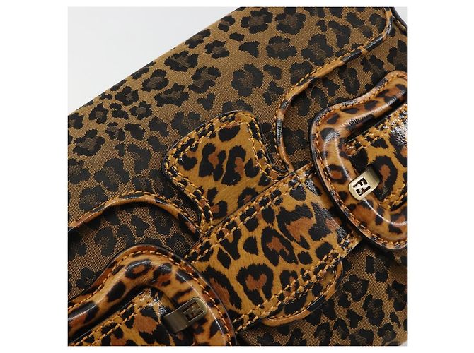 FENDI Shoulder Bag Canvas Brown Gold - vista 19