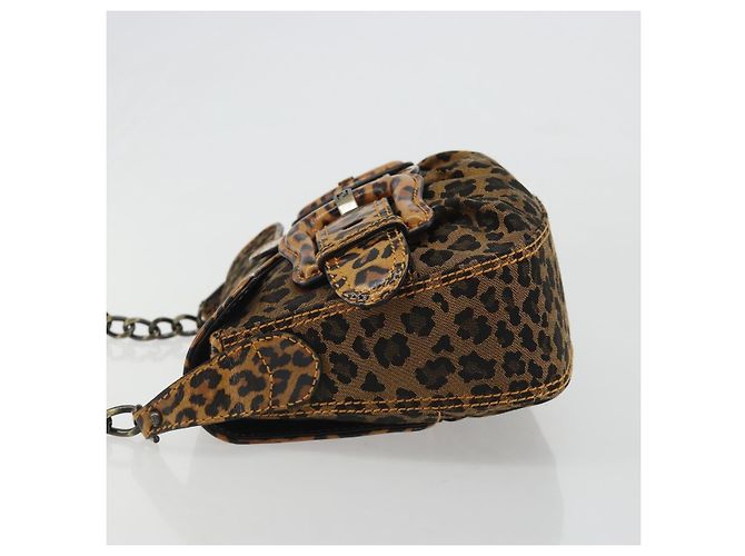 FENDI Shoulder Bag Canvas Brown Gold - vista 4