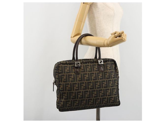 FENDI Zucca Canvas Hand Bag Black Brown - vista 23