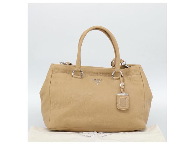 PRADA Hand Bag Vittero Dino Leather 2way Beige Silver - vista 12