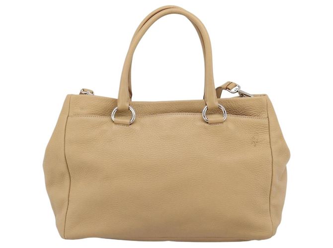 PRADA Hand Bag Vittero Dino Leather 2way Beige Silver - vista 2