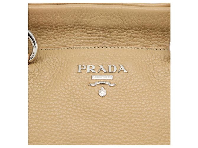 PRADA Hand Bag Vittero Dino Leather 2way Beige Silver - vista 21