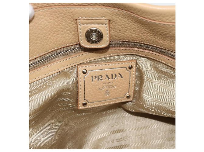 PRADA Hand Bag Vittero Dino Leather 2way Beige Silver - vista 22
