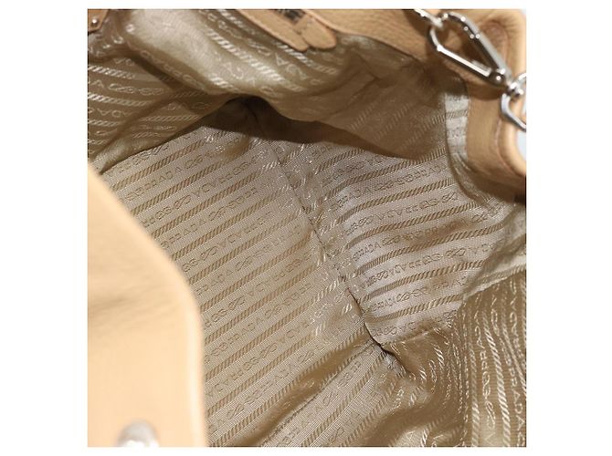 PRADA Hand Bag Vittero Dino Leather 2way Beige Silver - vista 23