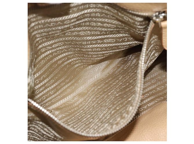 PRADA Hand Bag Vittero Dino Leather 2way Beige Silver - vista 26