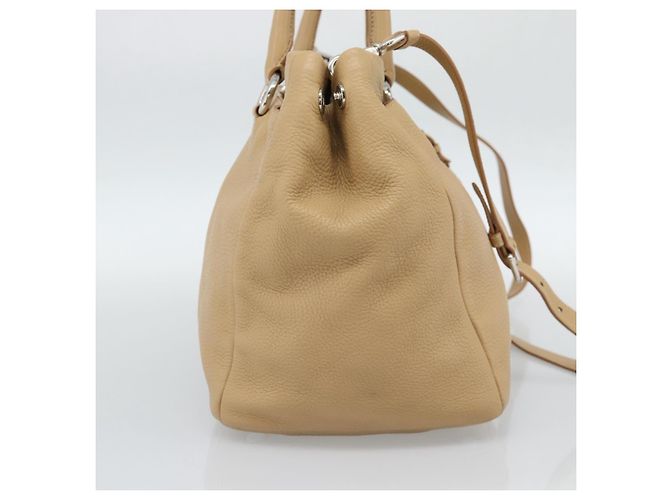 PRADA Hand Bag Vittero Dino Leather 2way Beige Silver - vista 3