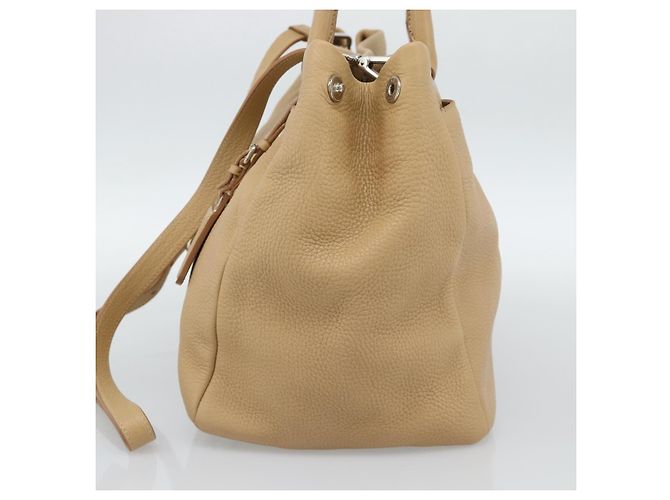 PRADA Hand Bag Vittero Dino Leather 2way Beige Silver - vista 4