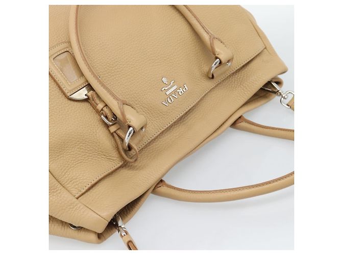 PRADA Hand Bag Vittero Dino Leather 2way Beige Silver - vista 6