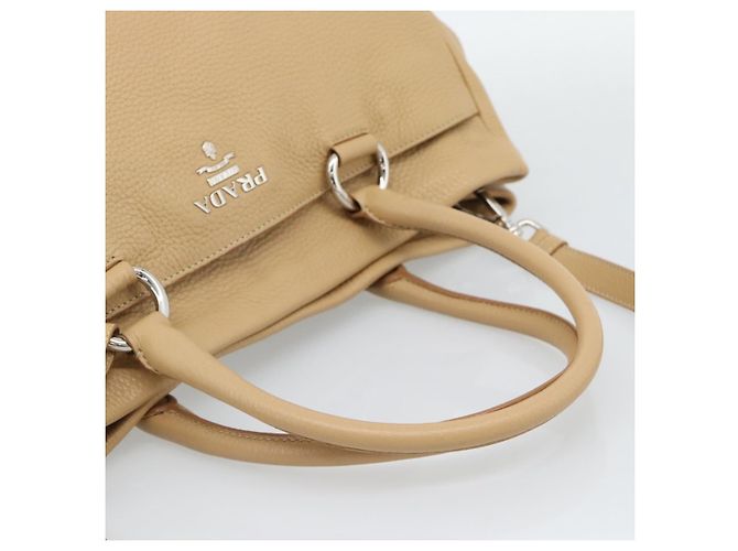 PRADA Hand Bag Vittero Dino Leather 2way Beige Silver - vista 7