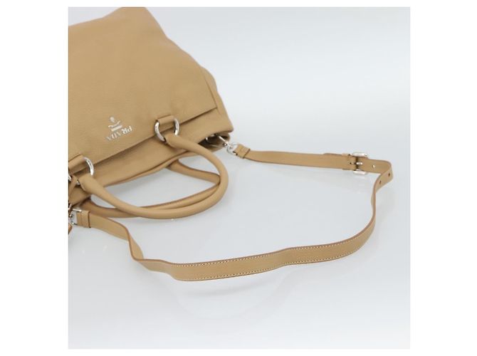PRADA Hand Bag Vittero Dino Leather 2way Beige Silver - vista 8