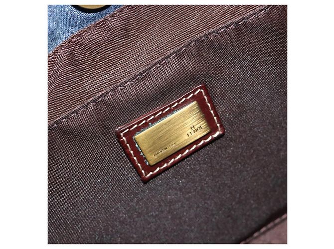 FENDI Shoulder Bag Denim Blue Gold - vista 15