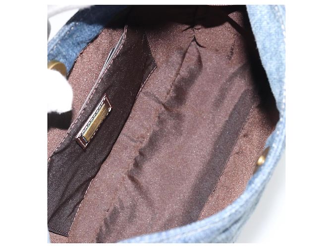 FENDI Shoulder Bag Denim Blue Gold - vista 16