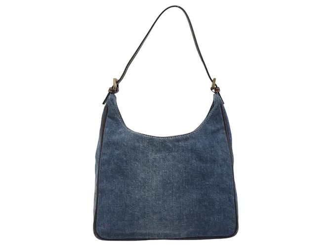 FENDI Shoulder Bag Denim Blue Gold - vista 2