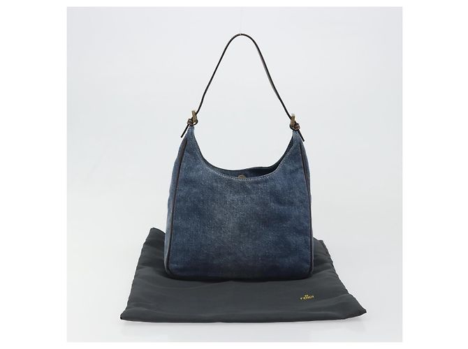 FENDI Shoulder Bag Denim Blue Gold - vista 22