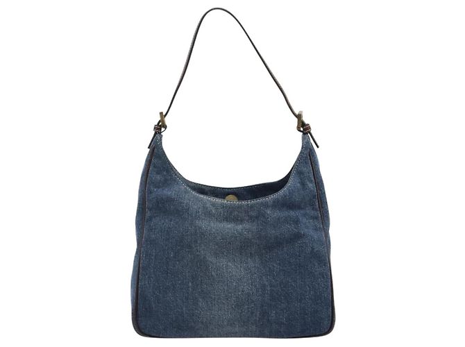 FENDI Shoulder Bag Denim Blue Gold - vista 3