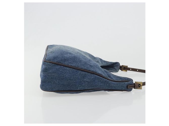 FENDI Shoulder Bag Denim Blue Gold - vista 4