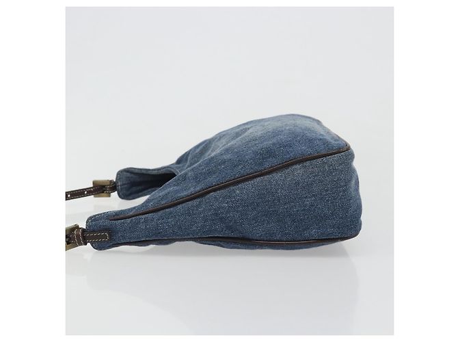 FENDI Shoulder Bag Denim Blue Gold - vista 5