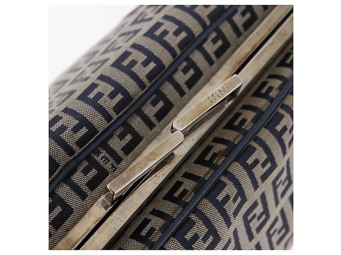 FENDI Zucchino Canvas Hand Bag Navy Silver - vista 10