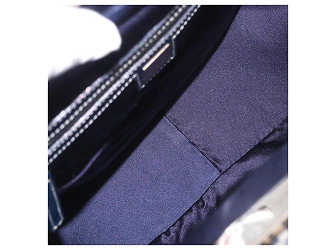 FENDI Zucchino Canvas Hand Bag Navy Silver - vista 11