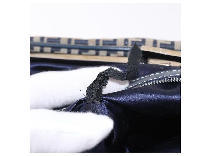 FENDI Zucchino Canvas Hand Bag Navy Silver - vista 12