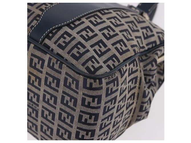 FENDI Zucchino Canvas Hand Bag Navy Silver - vista 17