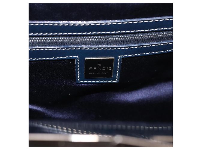 FENDI Zucchino Canvas Hand Bag Navy Silver - vista 18