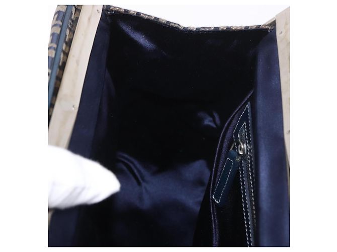 FENDI Zucchino Canvas Hand Bag Navy Silver - vista 20