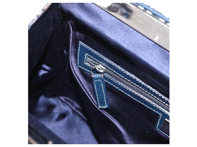 FENDI Zucchino Canvas Hand Bag Navy Silver - vista 21