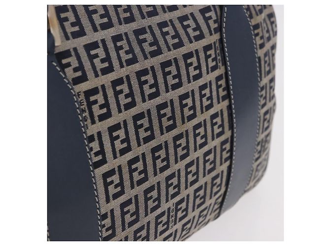 FENDI Zucchino Canvas Hand Bag Navy Silver - vista 3