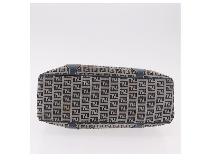FENDI Zucchino Canvas Hand Bag Navy Silver - vista 6