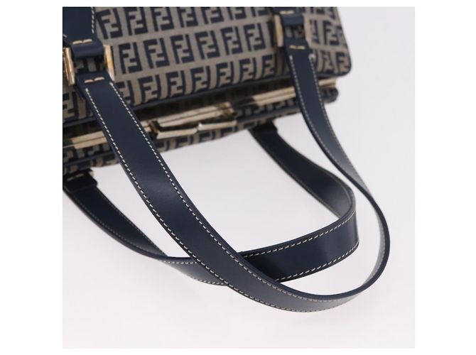 FENDI Zucchino Canvas Hand Bag Navy Silver - vista 8