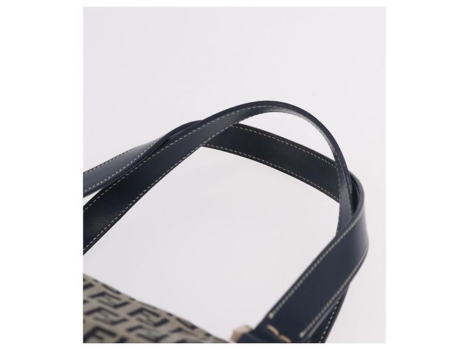 FENDI Zucchino Canvas Hand Bag Navy Silver - vista 9