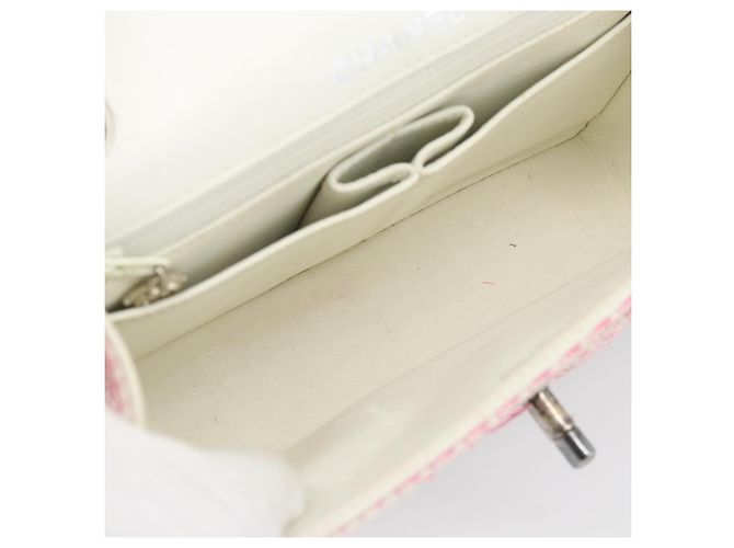 CHANEL Matelasse Chain Shoulder Bag Canvas Pink Silver CC - vista 10